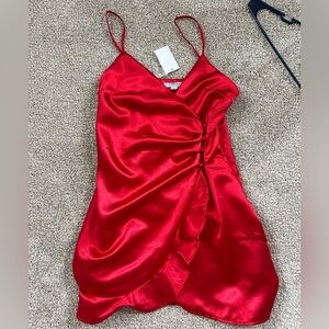 Elegant Red Satin Dress